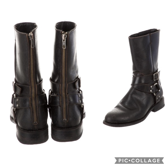 FRYE Moto Back Zipper Harness Boot 6.5 - Picture 1 of 16